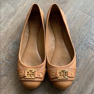 Tory Burch Brown Flats with Gold Medallions Size 8